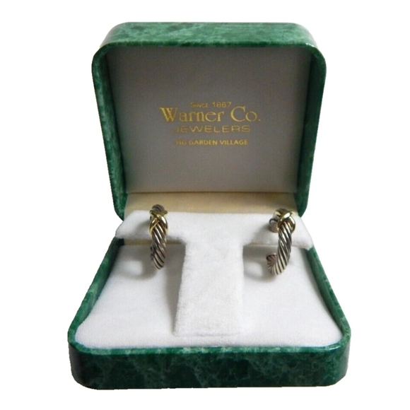 David Yurman Cable Station X Hoop Earrings - Picture 2 of 5